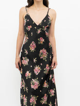 Load image into Gallery viewer, Modern x Made in Morocco x Black Floral Satin Dress (S)