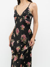 Load image into Gallery viewer, Modern x Made in Morocco x Black Floral Satin Dress (S)