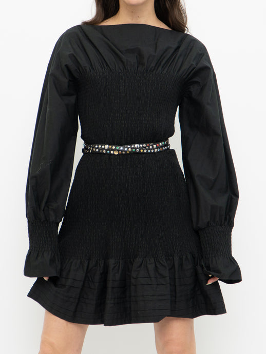 DEREK LAM IO CROSBY x Black Cinched Long-Sleeve Dress (M )