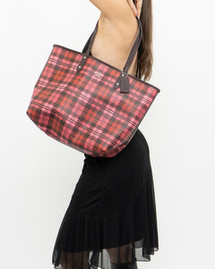 COACH x Pink Plaid Reversible Purse