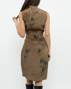 Deadstock x A-K-R-I-S x Silk Camel Patterned Dress (M)