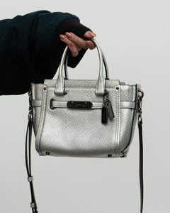 COACH x Swagger 21 Silver Leather Crossbody