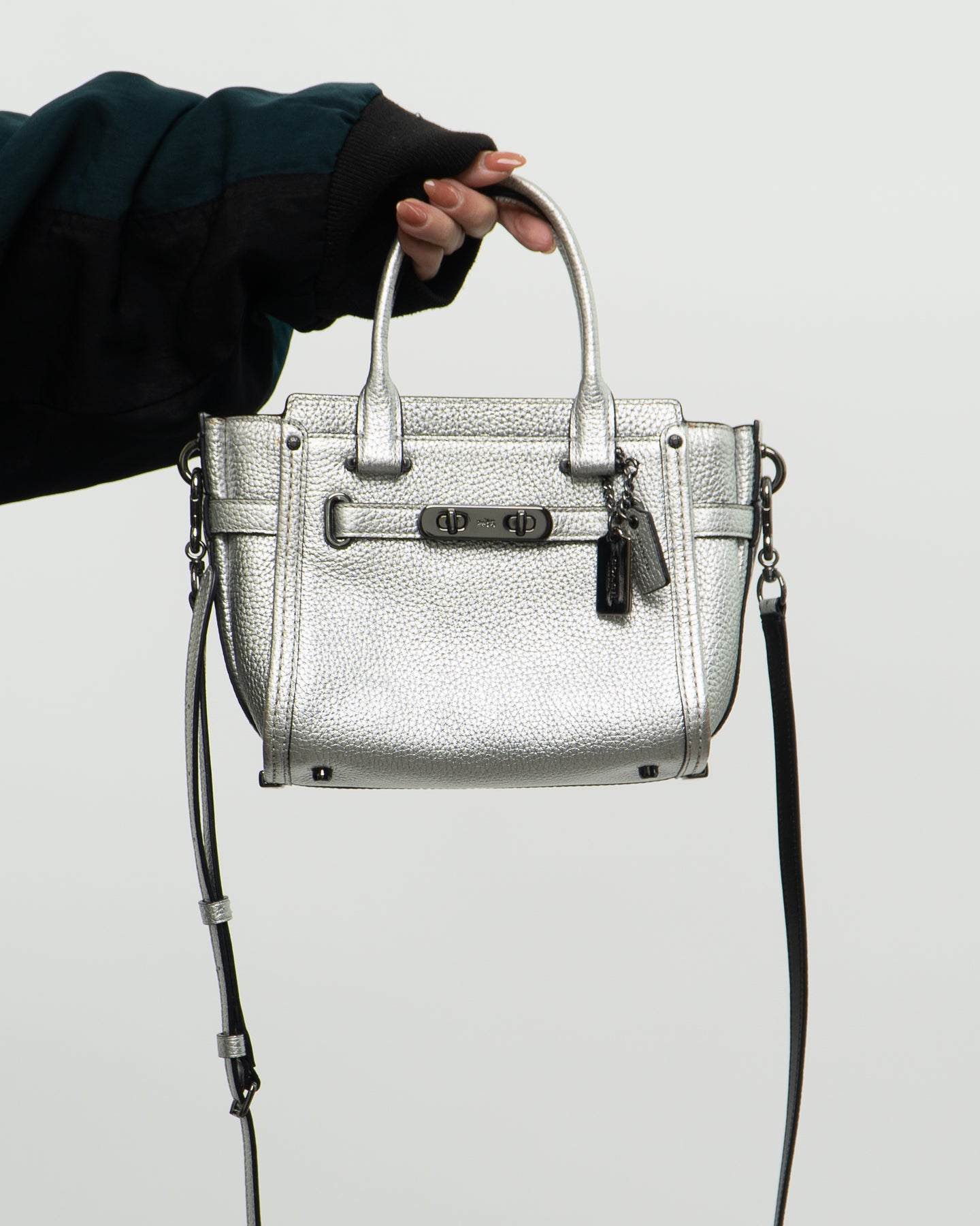 COACH x Swagger 21 Silver Leather Crossbody