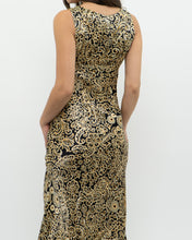 Load image into Gallery viewer, Vintage x Black, Gold Silk-Feel Patterned Dress (XS, S)