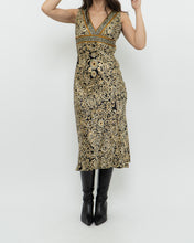 Load image into Gallery viewer, Vintage x Black, Gold Silk-Feel Patterned Dress (XS, S)