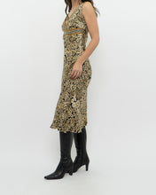 Load image into Gallery viewer, Vintage x Black, Gold Silk-Feel Patterned Dress (XS, S)