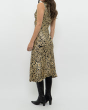 Load image into Gallery viewer, Vintage x Black, Gold Silk-Feel Patterned Dress (XS, S)