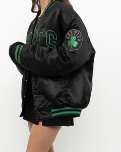 Vintage x MAJESTIC x CELTICS Black Satin Bomber Jacket (S-XL)