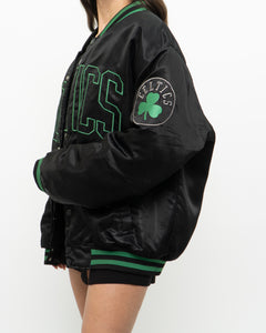 Vintage x MAJESTIC x CELTICS Black Satin Bomber Jacket (S-XL)