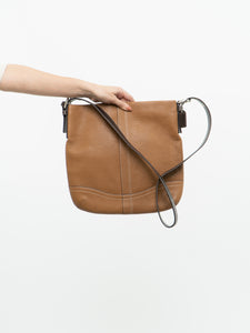 COACH x Tan Pebble Leather Crossbody Purse