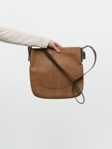 COACH x Tan Pebble Leather Crossbody Purse