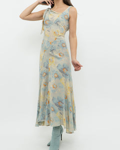 Vintage x Pure Silk Blue Floral Dress (S, M)