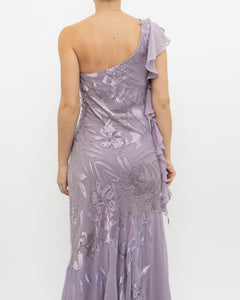 Vintage x Pure Silk Purple Beaded Dress (M)