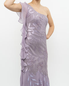 Vintage x Pure Silk Purple Beaded Dress (M)