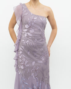 Vintage x Pure Silk Purple Beaded Dress (M)