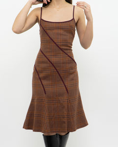 Vintage x Orange Plaid Wool Dress (S, M)