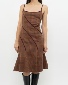 Vintage x Orange Plaid Wool Dress (S, M)