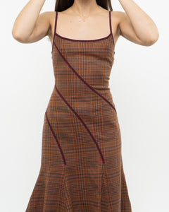 Vintage x Orange Plaid Wool Dress (S, M)