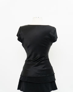 ESSENTIEL ANTWERP x Black Silk Embroidered Top (M)