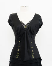 Load image into Gallery viewer, ESSENTIEL ANTWERP x Black Silk Embroidered Top (M)