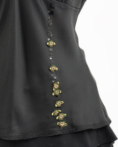 ESSENTIEL ANTWERP x Black Silk Embroidered Top (M)