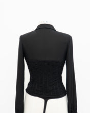 Load image into Gallery viewer, WOLFORD x Black Ruffled Silk-feel Bodysuit (S)