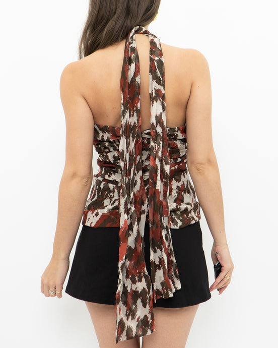 ROBERT RODRIGUEZ x Red & Brown Silk Halter (S, M)