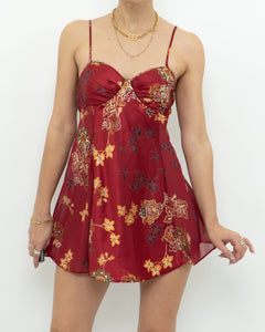 Vintage x Red Satin Mini Slip Dress (S)