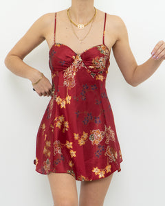 Vintage x Red Satin Mini Slip Dress (S)