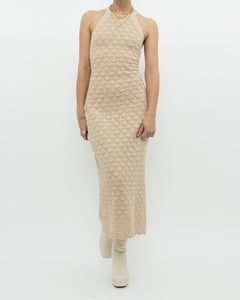 ALICE & OLIVIA x Deadstock Beige Knit Floor Length Dress (M, L)