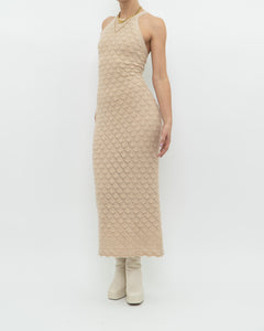 ALICE & OLIVIA x Deadstock Beige Knit Floor Length Dress (M, L)