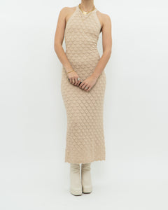 ALICE & OLIVIA x Deadstock Beige Knit Floor Length Dress (M, L)