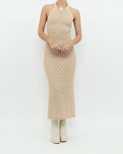 ALICE & OLIVIA x Deadstock Beige Knit Floor Length Dress (M, L)