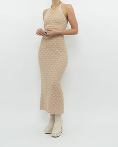 ALICE & OLIVIA x Deadstock Beige Knit Floor Length Dress (M, L)