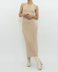 ALICE & OLIVIA x Deadstock Beige Knit Floor Length Dress (M, L)