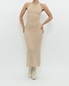 ALICE & OLIVIA x Deadstock Beige Knit Floor Length Dress (M, L)