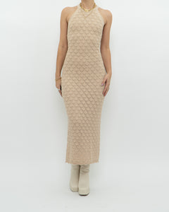 ALICE & OLIVIA x Deadstock Beige Knit Floor Length Dress (M, L)