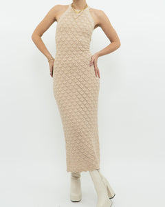 ALICE & OLIVIA x Deadstock Beige Knit Floor Length Dress (M, L)