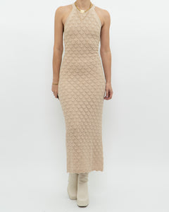 ALICE & OLIVIA x Deadstock Beige Knit Floor Length Dress (M, L)