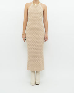 ALICE & OLIVIA x Deadstock Beige Knit Floor Length Dress (M, L)