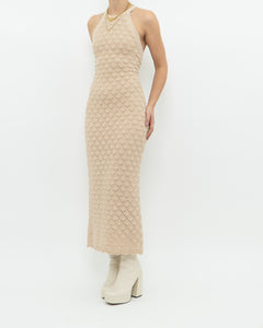 ALICE & OLIVIA x Deadstock Beige Knit Floor Length Dress (M, L)