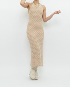 ALICE & OLIVIA x Deadstock Beige Knit Floor Length Dress (M, L)