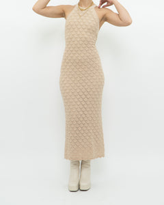 ALICE & OLIVIA x Deadstock Beige Knit Floor Length Dress (M, L)