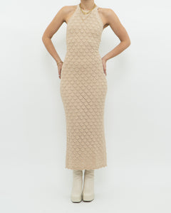 ALICE & OLIVIA x Deadstock Beige Knit Floor Length Dress (M, L)