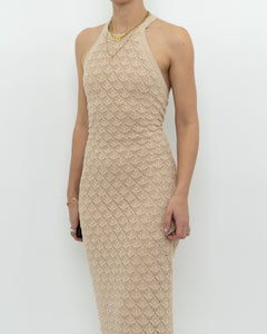 ALICE & OLIVIA x Deadstock Beige Knit Floor Length Dress (M, L)