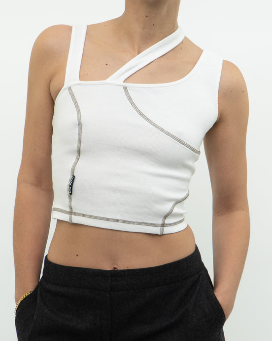 Modern x White Ribbed Tank (S)