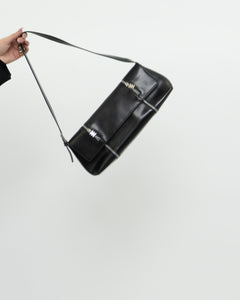 ARCADIA ITALY x Black Leather Zipper Bag