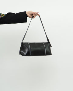 ARCADIA ITALY x Black Leather Zipper Bag