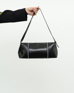 ARCADIA ITALY x Black Leather Zipper Bag