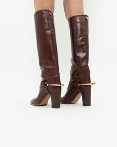 Vintage x POLLINI Red Leather Knee High Boots (7-8)